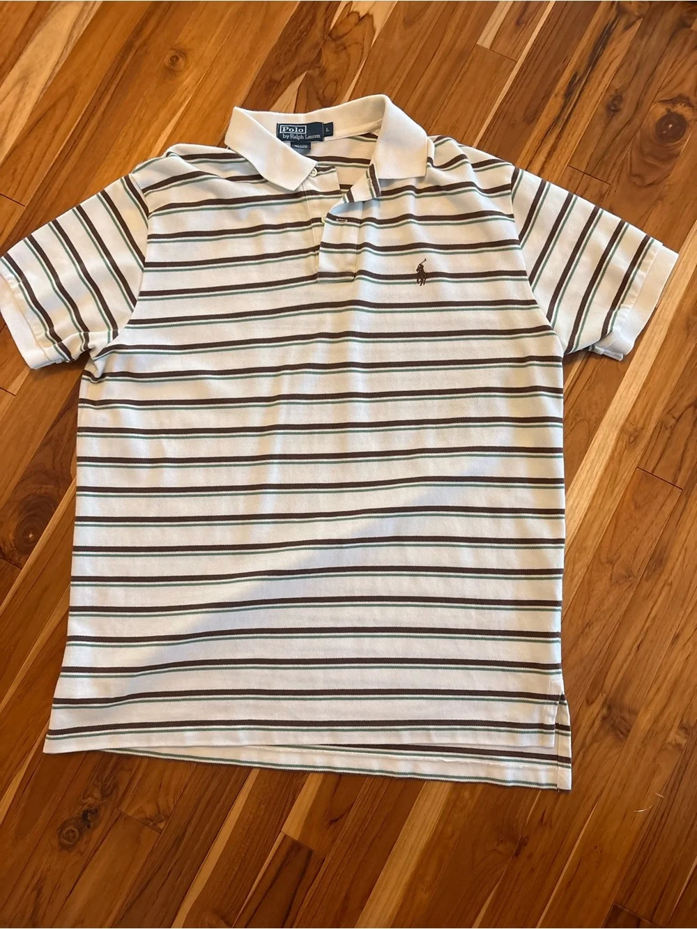 Polo by Ralph Lauren White Stripe Cotton Polo Shirt - Men's